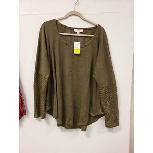 Suzanne Betro Weekend Tunic Top Olive Green 2X Plus Size Women's‎ Blouse